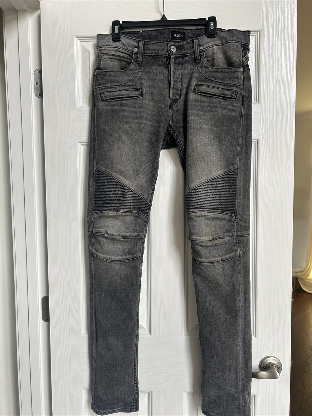 Hudson Men's Gray Moto-Style Slim Jeans